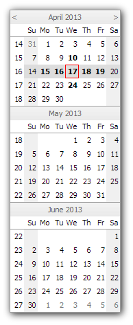 calendar navigator vertical