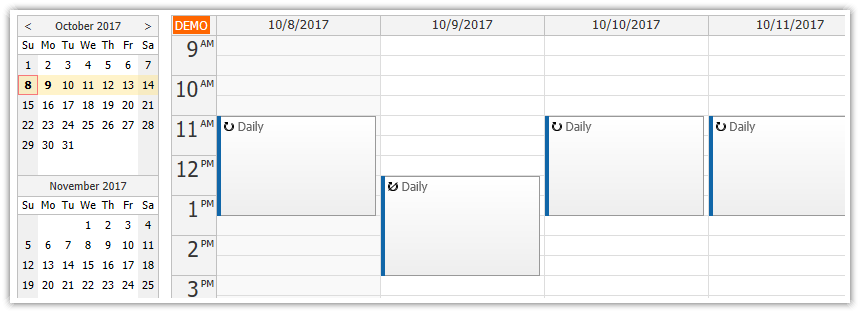 asp.net calendar recurring events