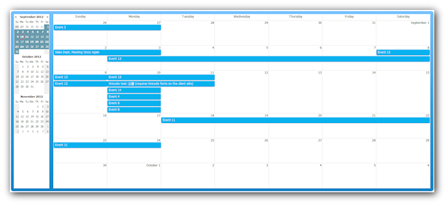 monthly calendar css theme blue