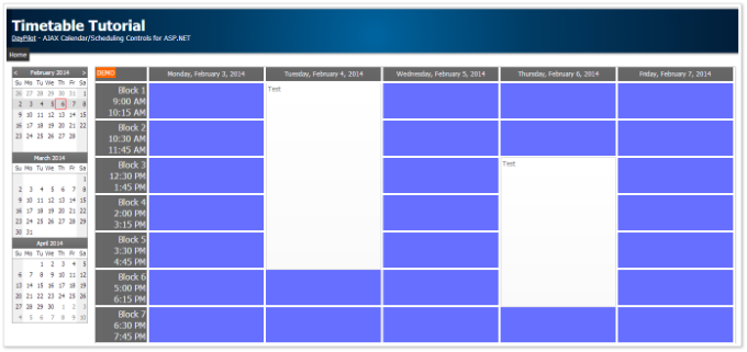 timetable asp.net css theme