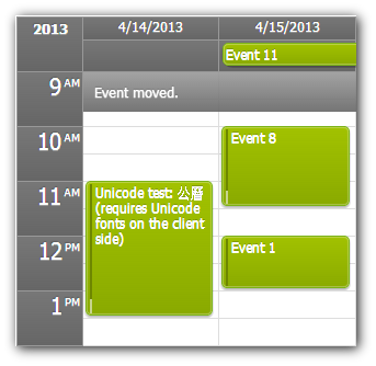 event calendar duration bar cssonly mode