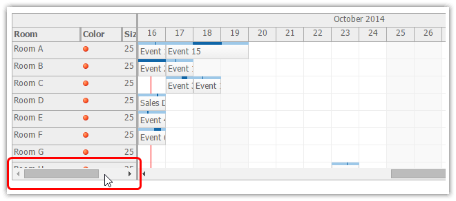 asp.net scheduler row header scrolling